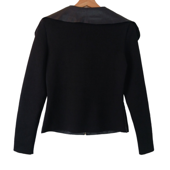 Soft Surroundings SZ XS Black Wool Blend Sweater with Leather Front - Picture 6 of 7